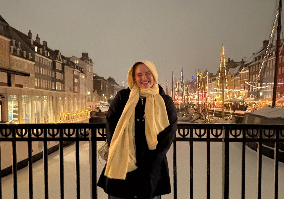 trine student smiles during the spring semester in stockholm sweden