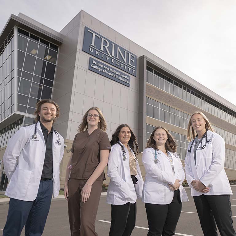 Students in front of Brooks College of Health Professions