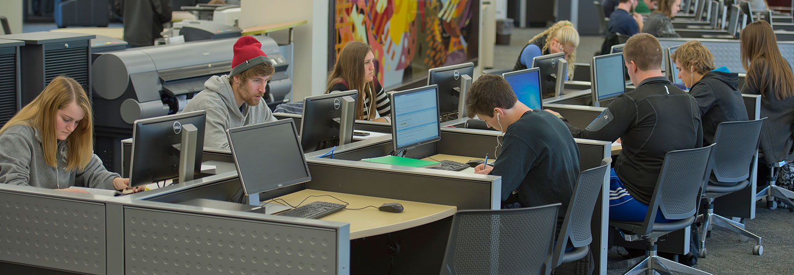 Students at computers in the link
