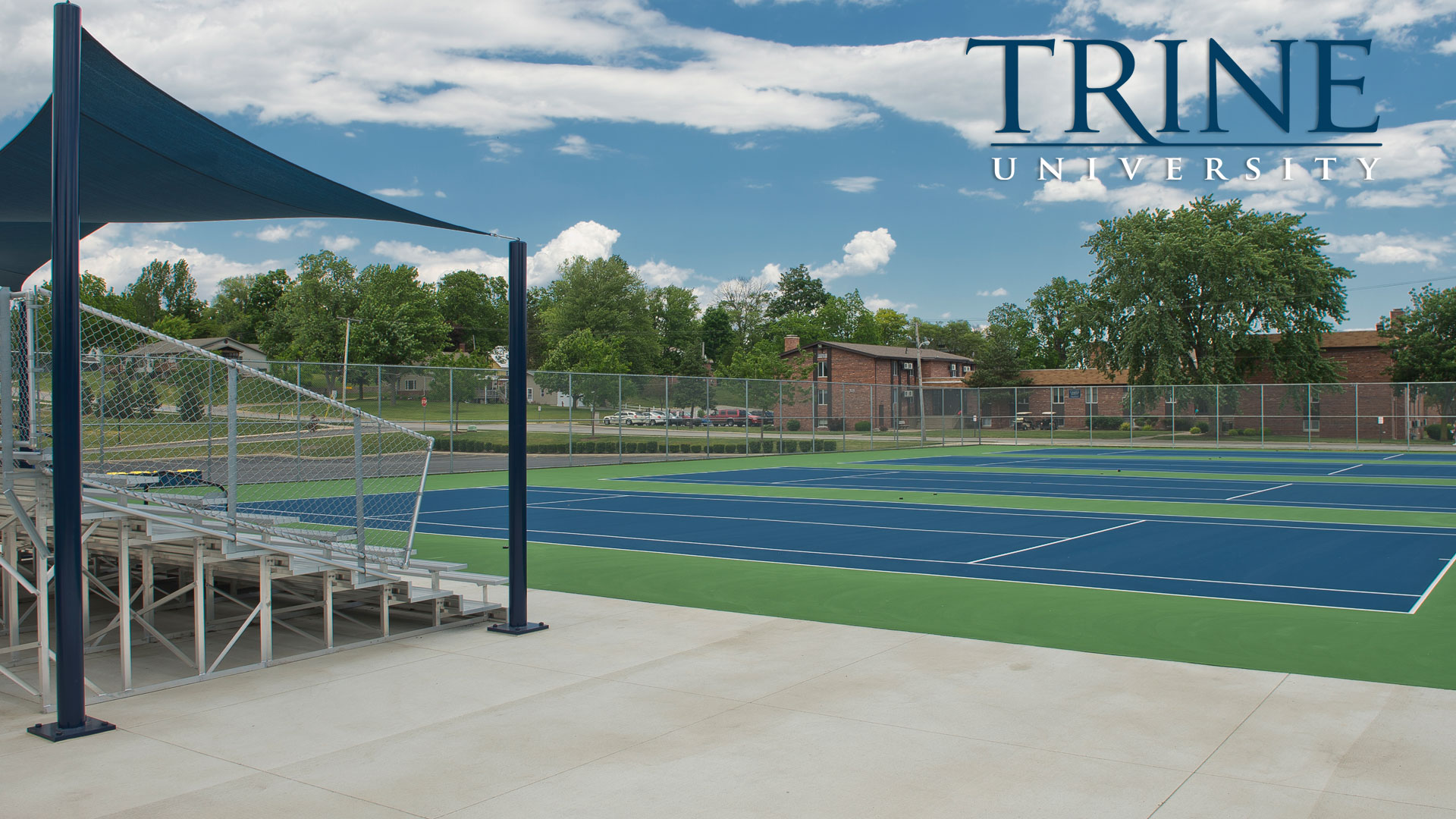 Outside tennis courts at Trine University
